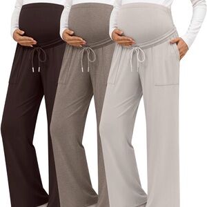 Maternity Wide-Leg Pants - Black, Brown, and Cream